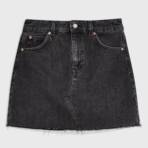 TopShop Moto High Waist Raw Hem Black Denim Jean Mini Skirt